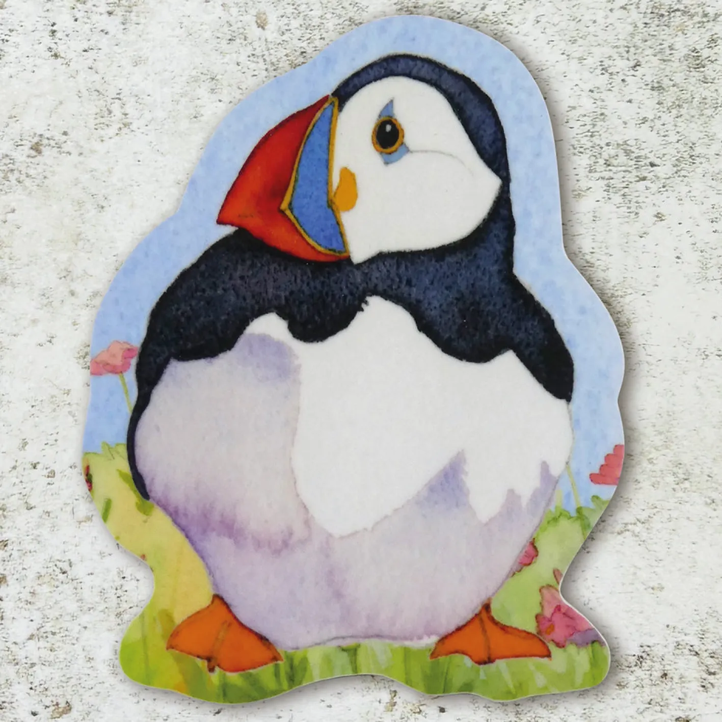 Emma Ball Sitting Puffin 3 Die Cut Coaster