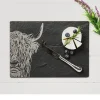 Selbrae Slate Cheese Board & Knife Set - Highland Cow