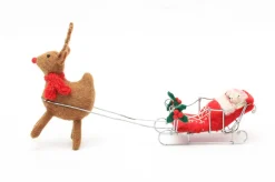 Amica Felt Sleeping Mice on Sleigh with Reindeer Felt Decoration
