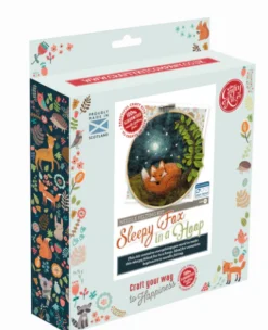 The Crafty Kit Co. Sleepy Fox in a Hoop Needle Felting Kit