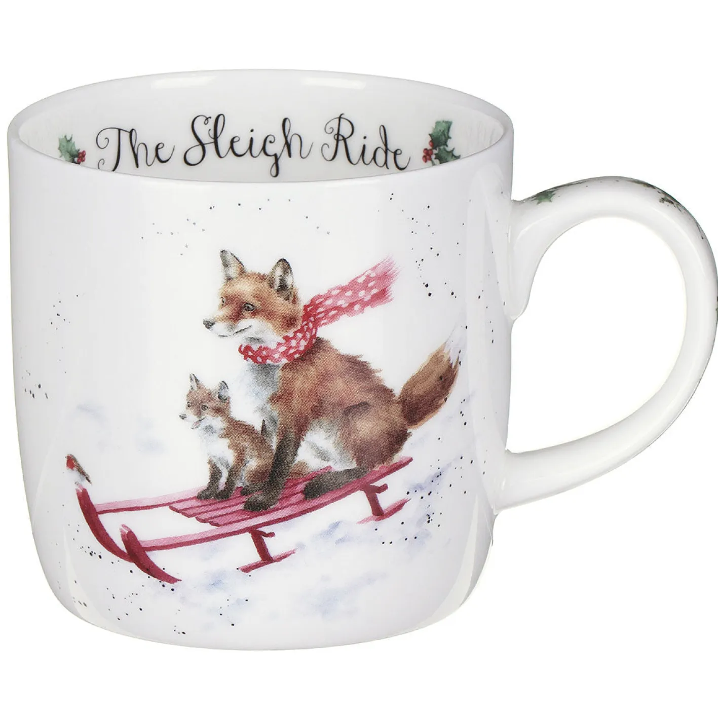 Wrendale Designs 'Sleigh Ride' Foxes Small Bone China Mug (11oz)