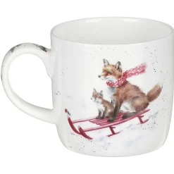 Wrendale Designs 'Sleigh Ride' Foxes Small Bone China Mug (11oz)