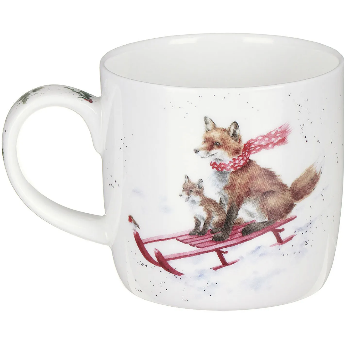 Wrendale Designs 'Sleigh Ride' Foxes Small Bone China Mug (11oz)