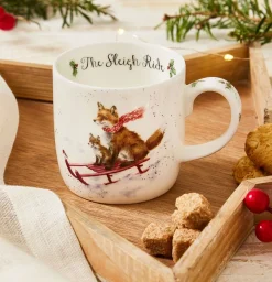 Wrendale Designs 'Sleigh Ride' Foxes Small Bone China Mug (11oz)