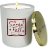 Lily-Flame Snowfall Gold Top Glass Jar Scented Candle