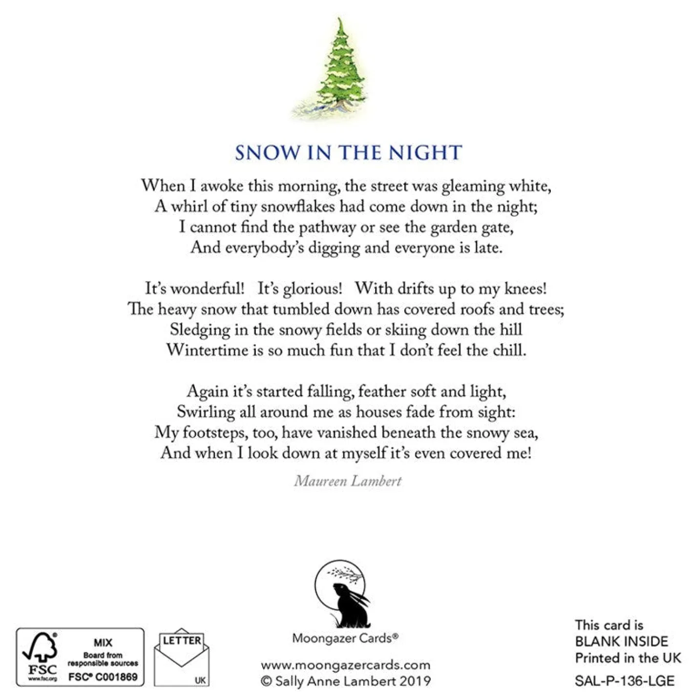 Moongazer Cards Snow in the Night Greeting Card