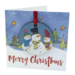Emma Ball Snowmen Melamine Bauble Card