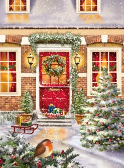 Alison Gardiner Snowy Village Advent Calendar Card