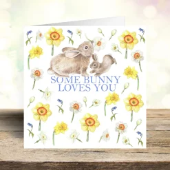 West Country Designs 'Somebunny Loves You' Rabbits and Daffodils Greetings Card