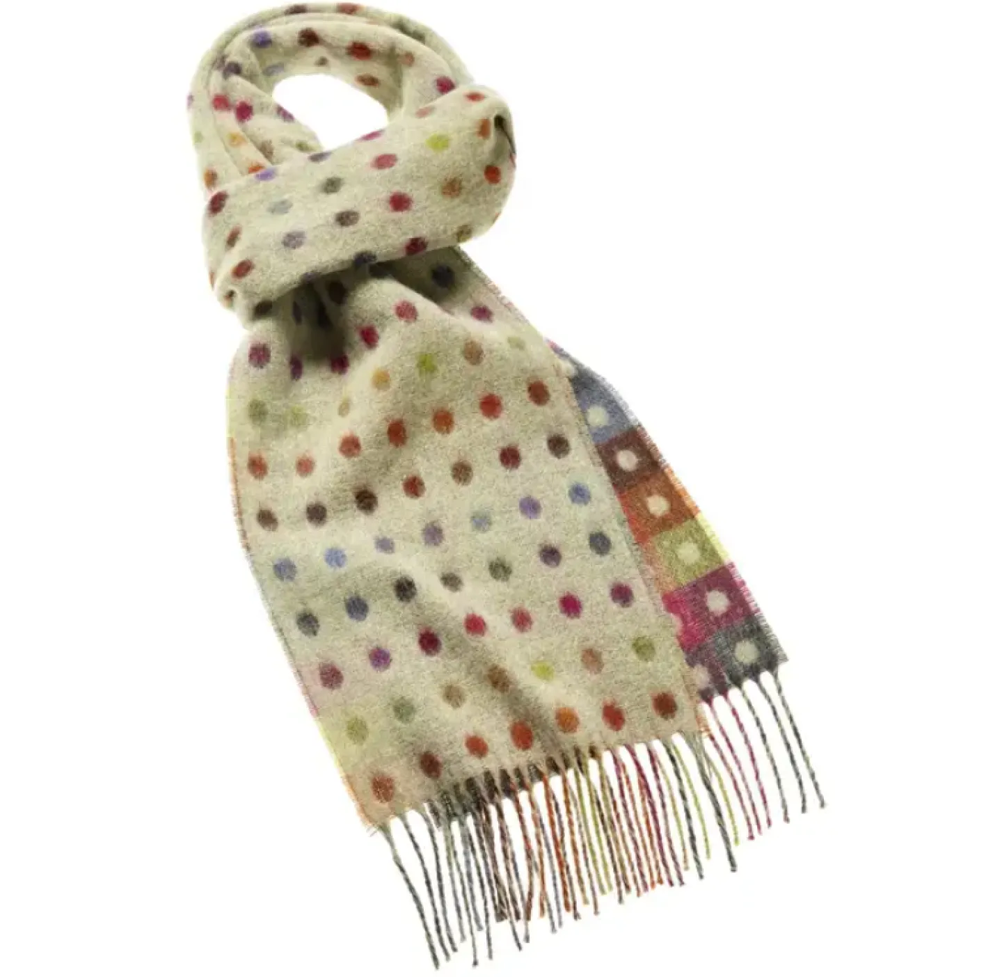 Bronte Moon Spot Check Merino Lambswool Sage Multi Scarf