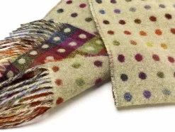 Bronte Moon Spot Check Merino Lambswool Sage Multi Scarf