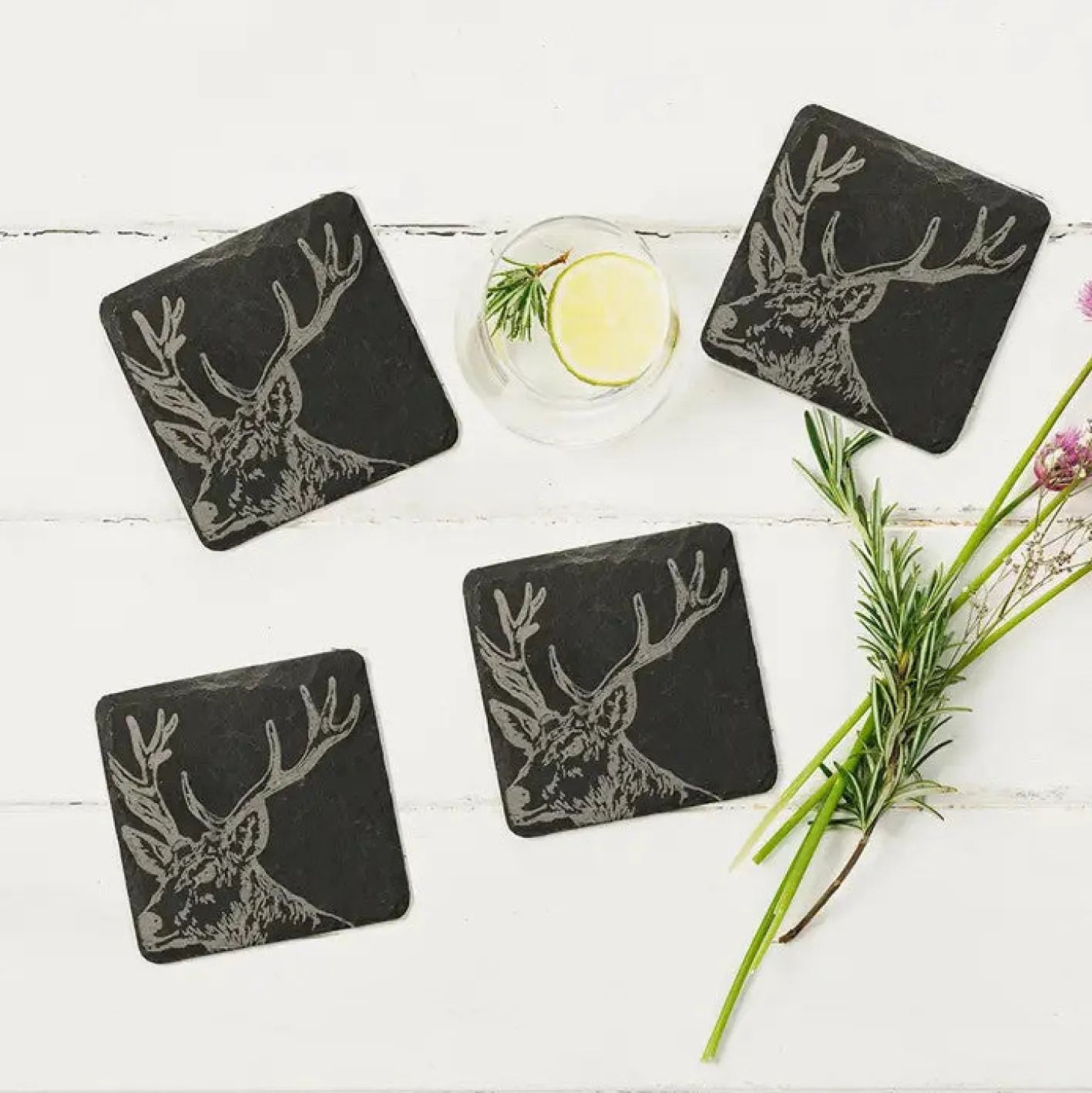 Selbrae Stag - Set of 4 Slate Coasters