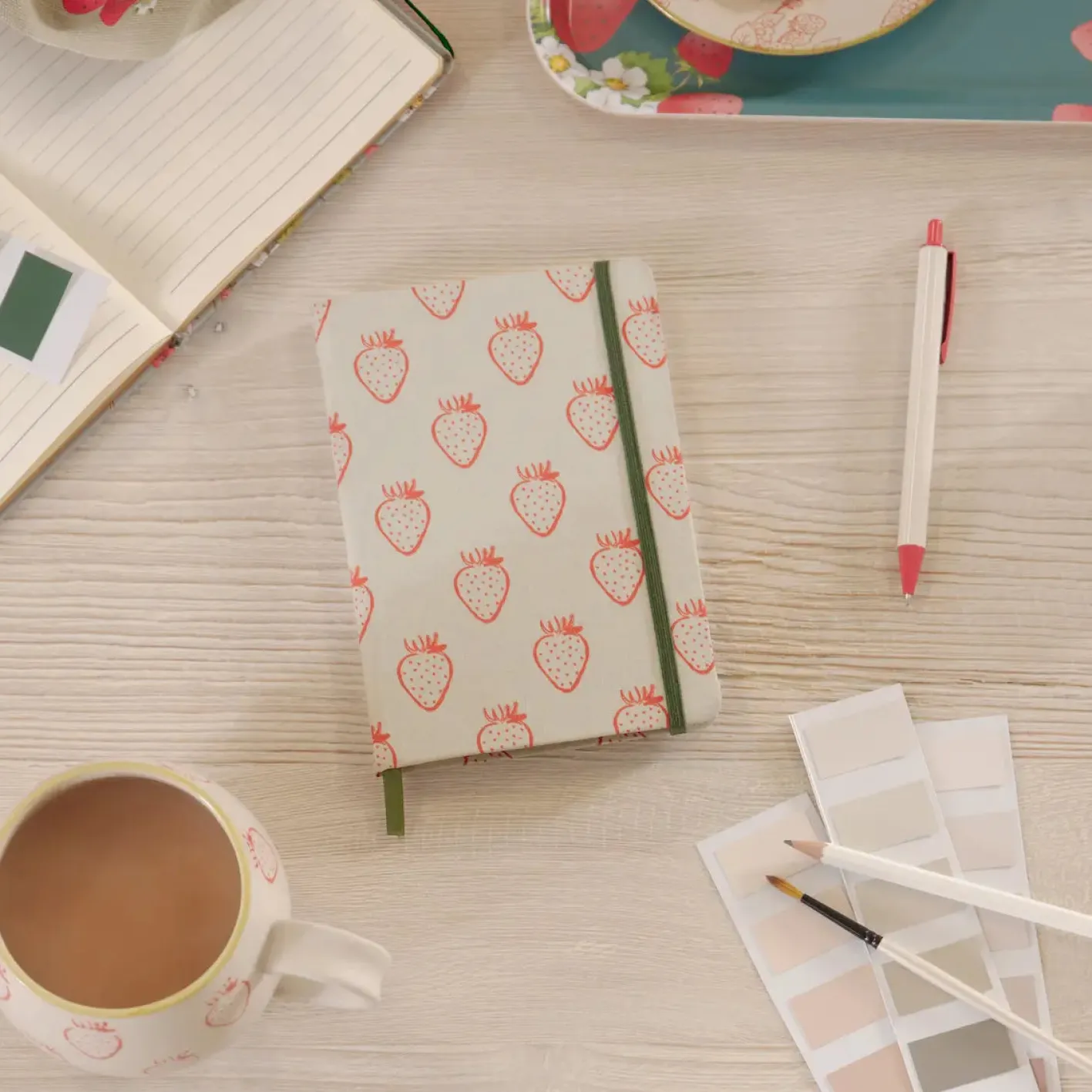 Sophie Allport Strawberries B6 Fabric Notebook