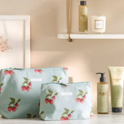 Sophie Allport Strawberries Blue Large Canvas Wash Bag