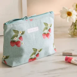 Sophie Allport Strawberries Blue Makeup Bag