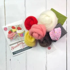 The Crafty Kit Co. Strawberry Cupcakes Needle Felting Craft Kit