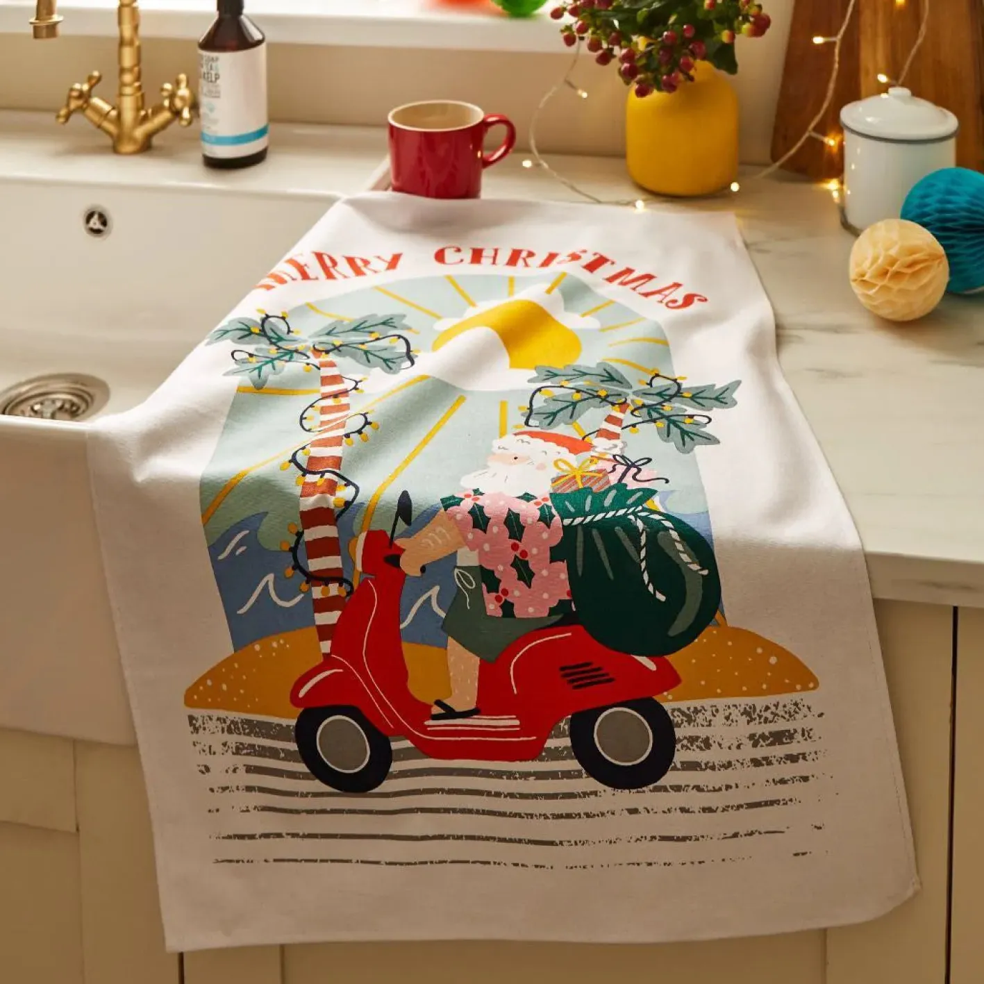 Ulster Weavers Sunny Santa Recycled Cotton Tea Towel