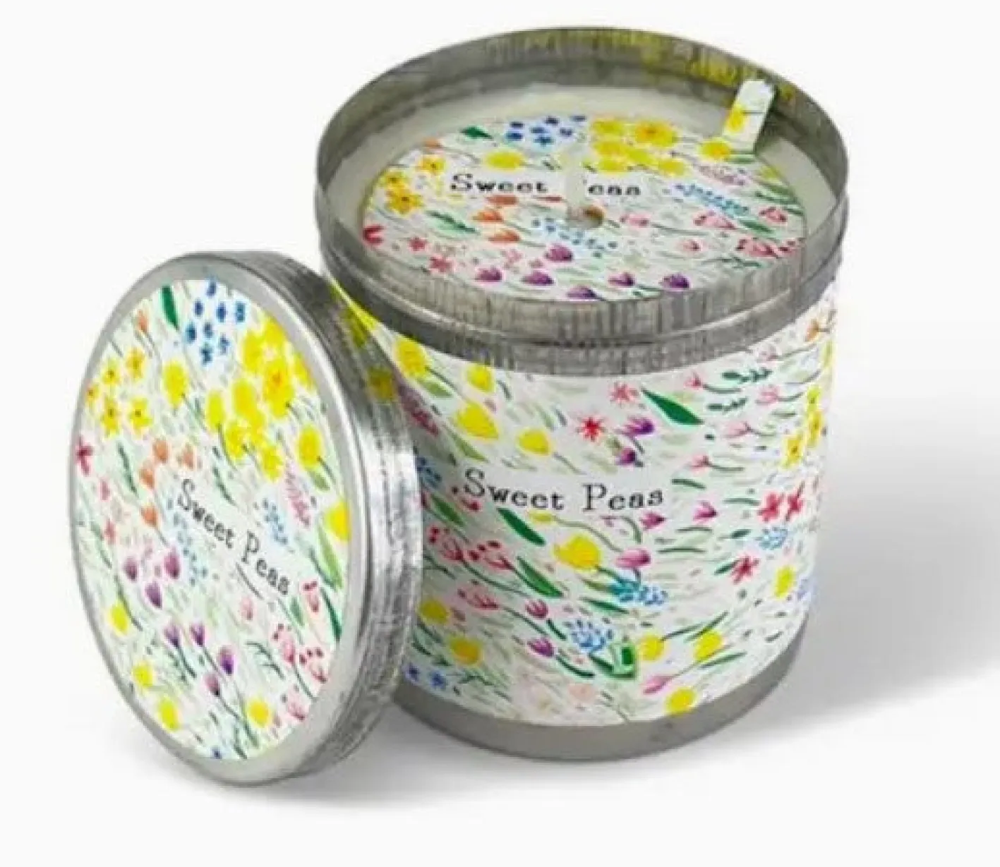 Heaven Scent Sweet Peas Candle - Flowers Illustrated Candle Tin