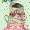 Madame Treacle Teacups Glitter Greetings Card