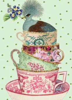 Madame Treacle Teacups Glitter Greetings Card