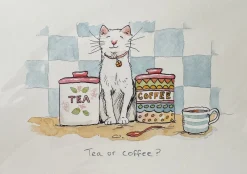 Two Bad Mice Tea or Coffee? Greetings Card