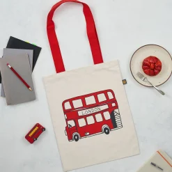 Victoria Eggs Telephone Box and London Bus Canvas Tote Bag