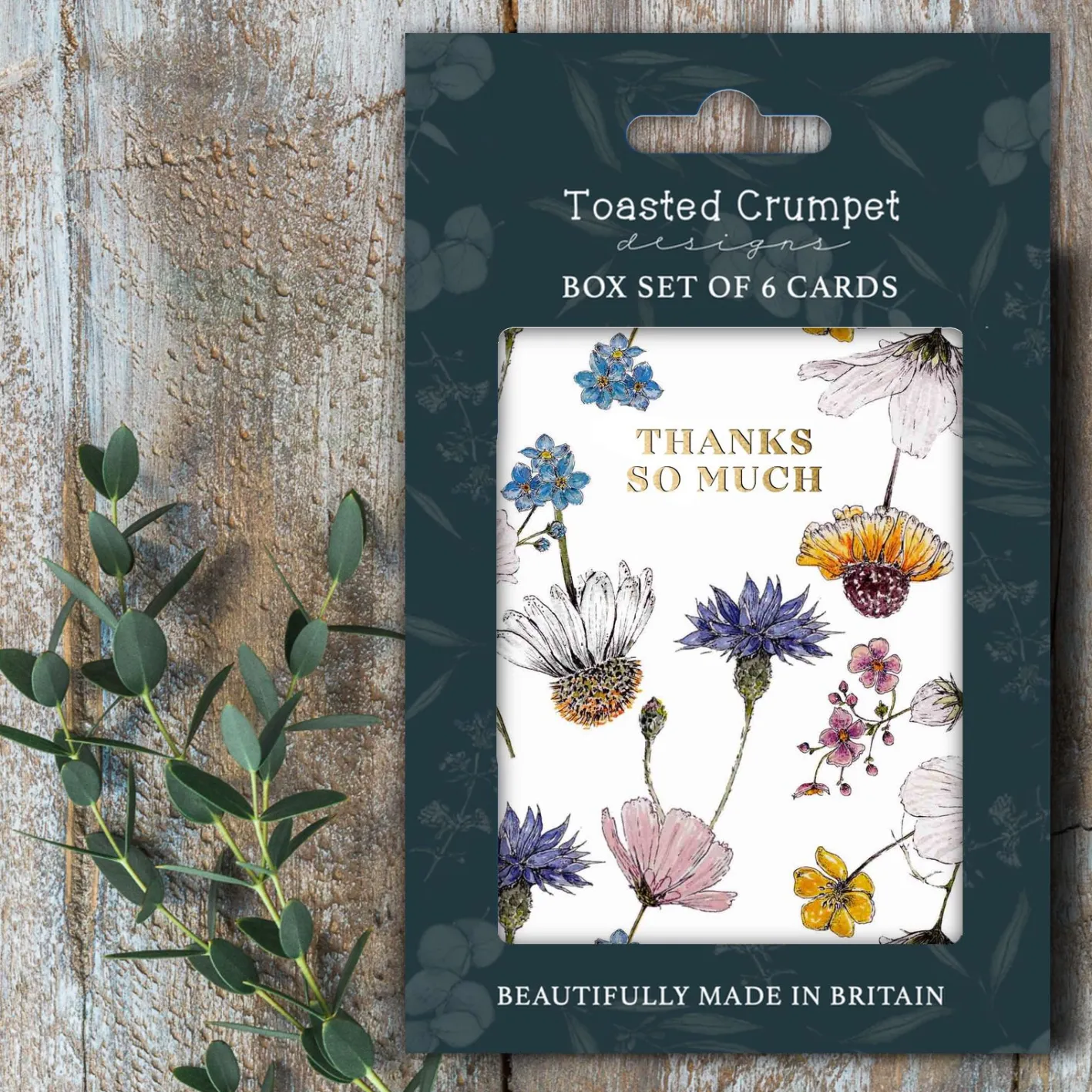 Toasted Crumpet Thanks So Much Regency Gardens Boxed Set of 6 Notecards