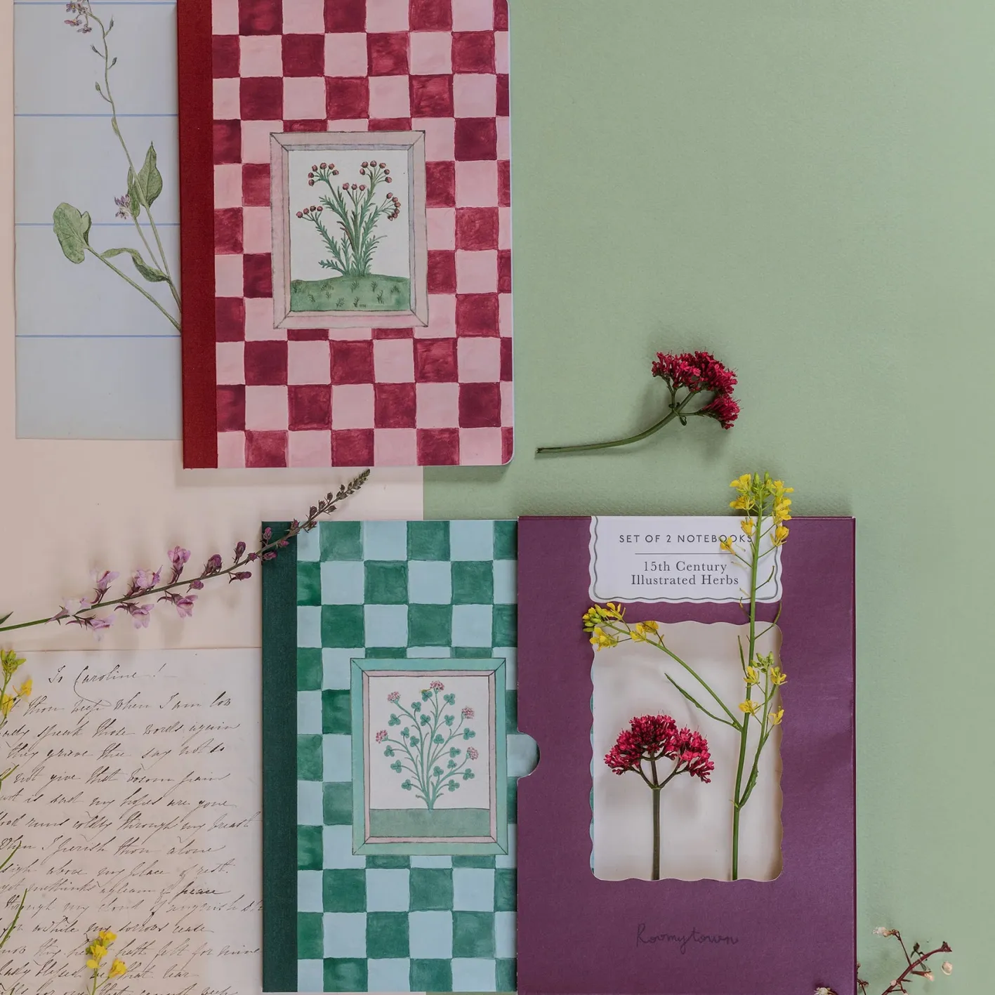 Roomytown 15th Century Illustrated Herbs Set of 2 Notebooks