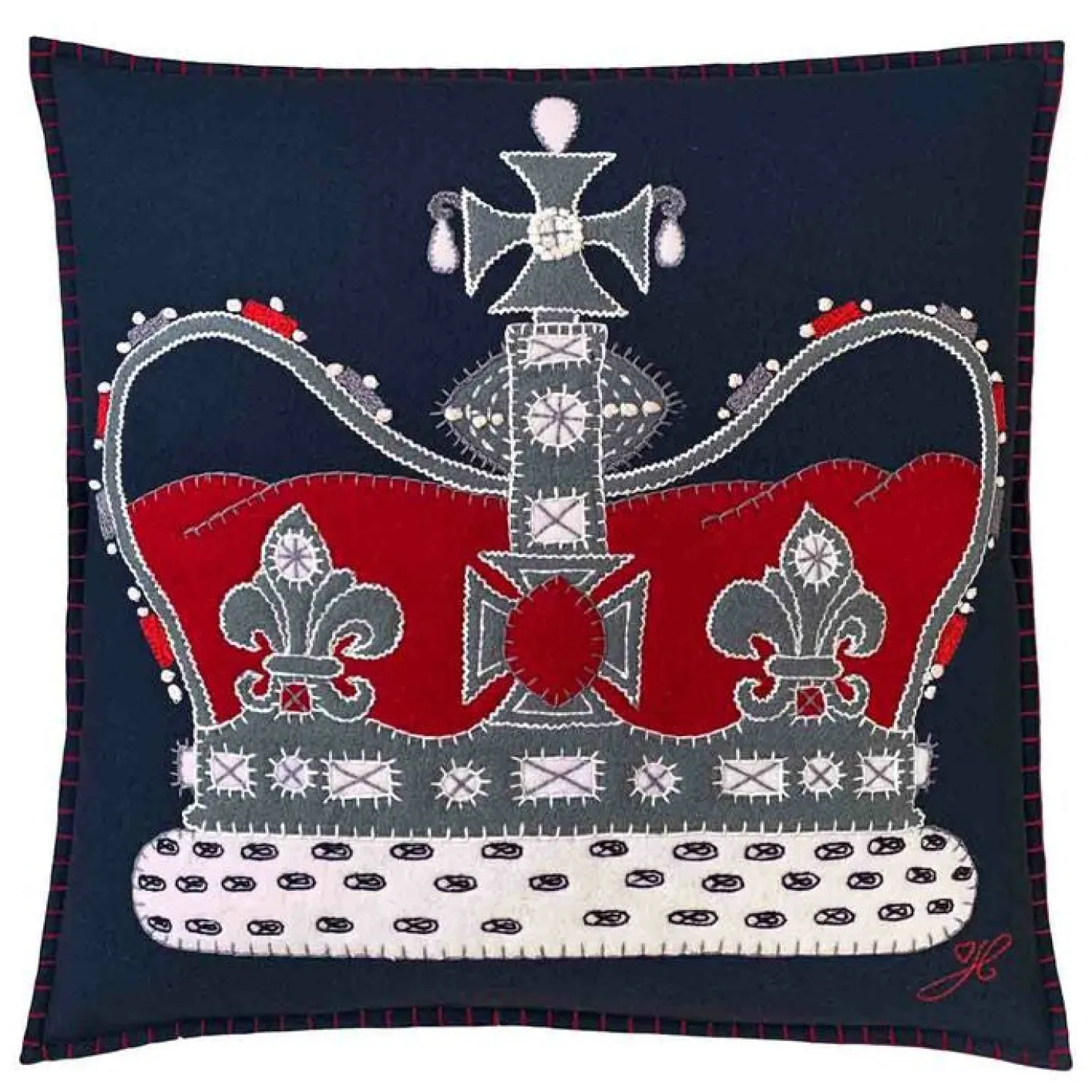 Jan Constantine The Crown Pillow - Navy