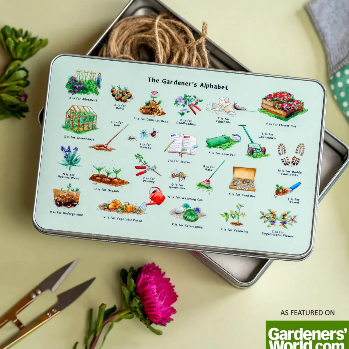 Yeti The Gardener's Alphabet Storage Tin