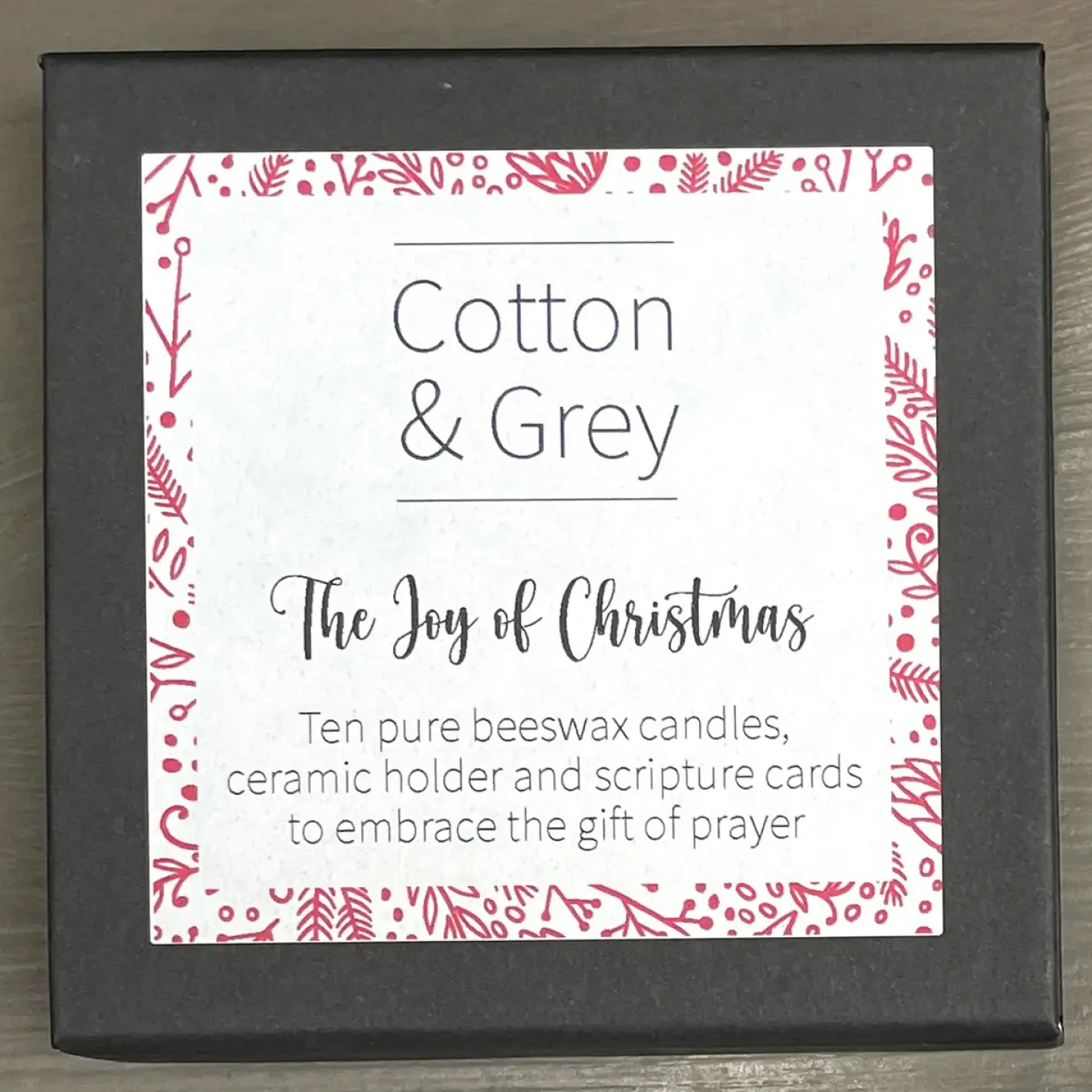 Cotton & Grey The Joy of Christmas Candle Set with Scripture Cards