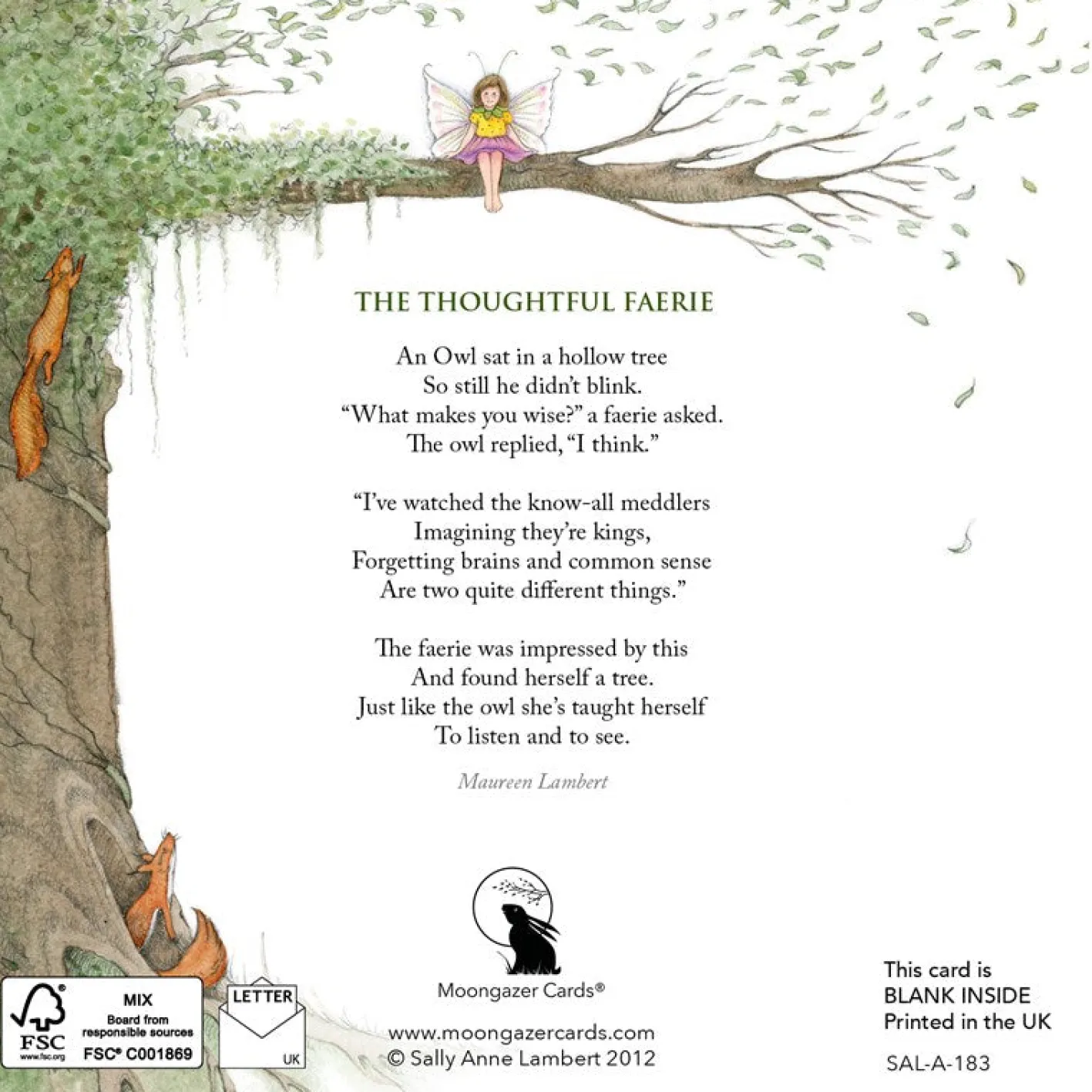 Moongazer Cards The Thoughtful Faerie Greeting Card