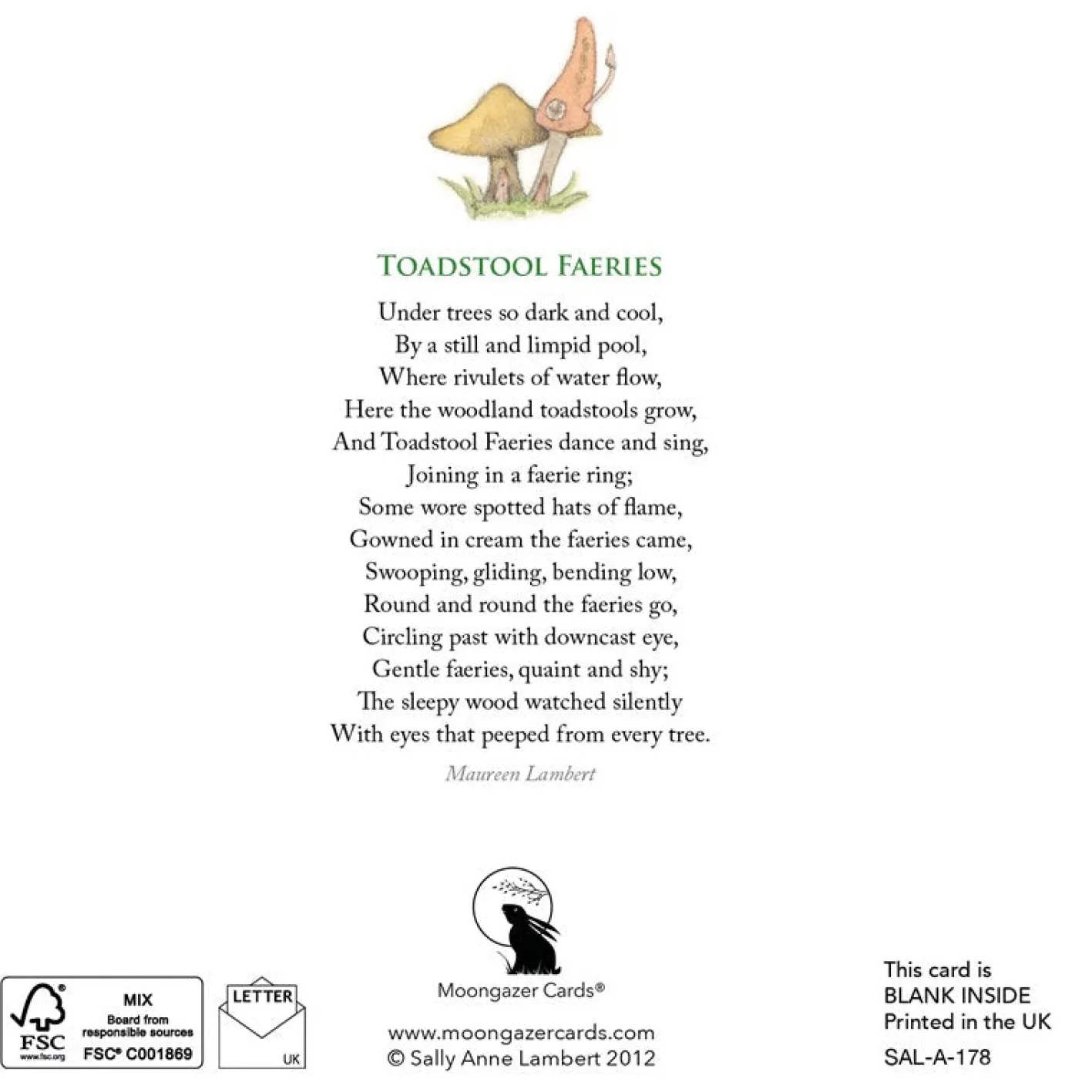 Moongazer Cards The Toadstool Faeries Card