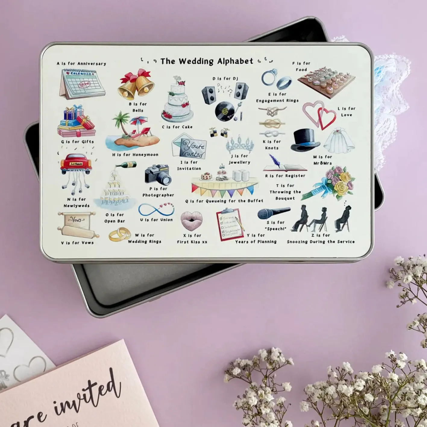 Yeti The Wedding Alphabet Keepsake Storage Tin