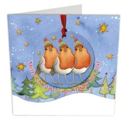Emma Ball Three Robins Melamine Bauble Card