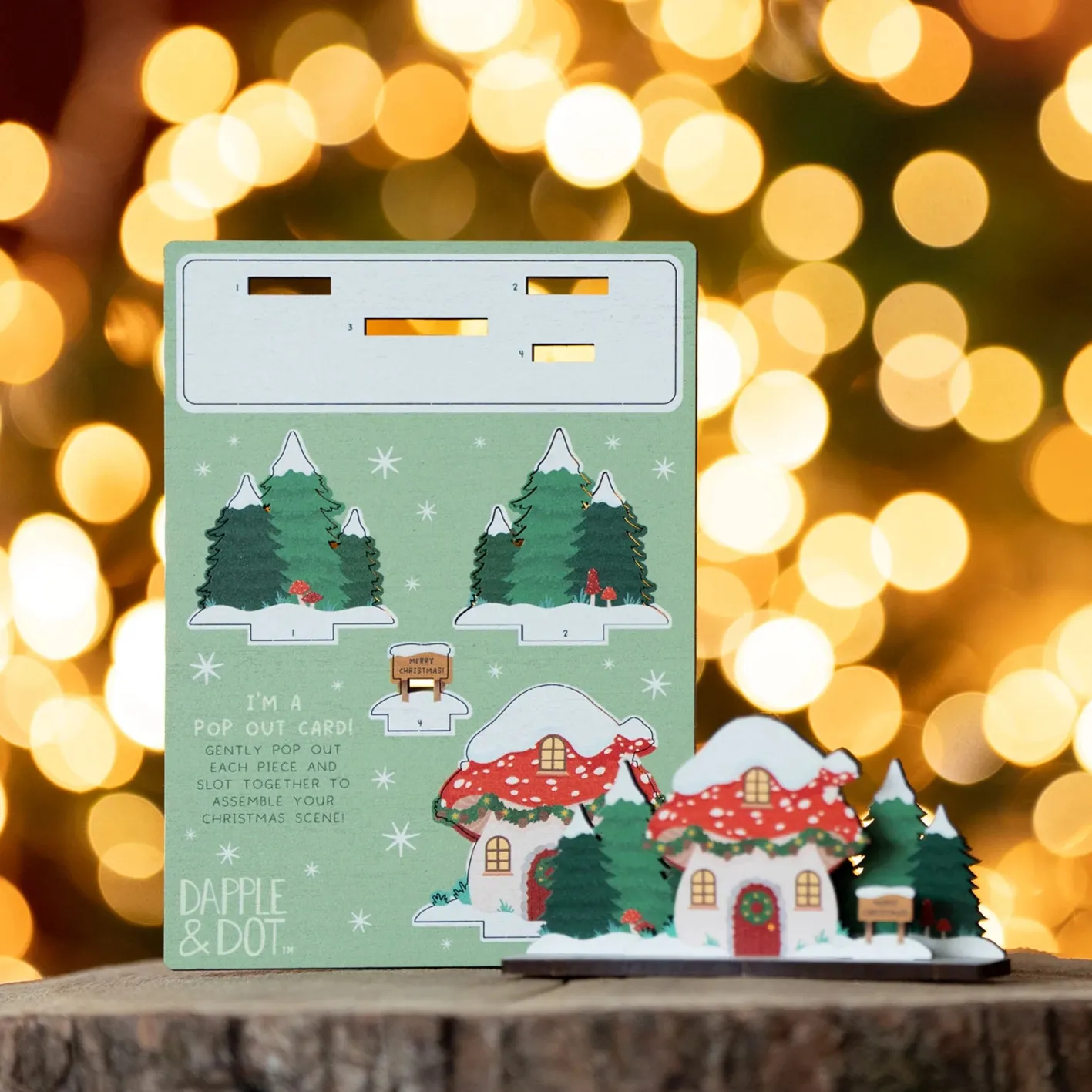 Dapple & Dot Toadstool Cottage Christmas Pop Out Card