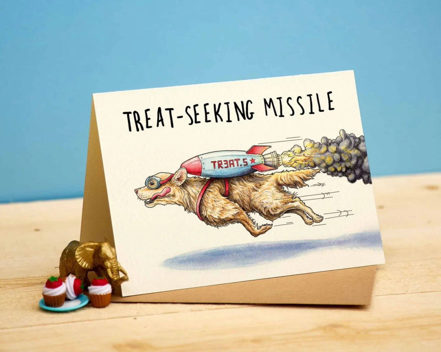 Bewilderbeest Treat-Seeking Missile Greetings Card