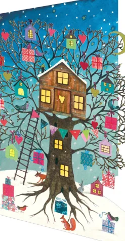 Roger La Borde Treehouse Blue Lasercut Christmas Card Kraft Box