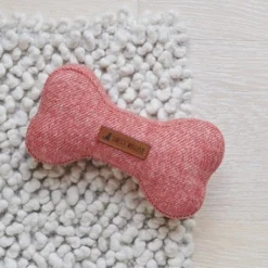 Sweet William Tweed Dog Bone Shaped Dog Toy - Orange