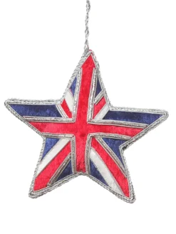 St. Nicolas Union Jack Sparkly Star Decoration
