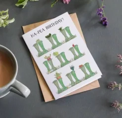 This Is Nessie Vegetable Welly Boot "Ha-pea Birthday" Birthday Card