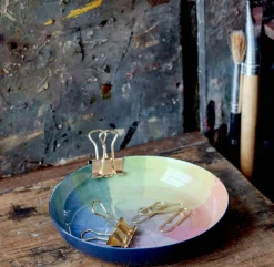 Roomytown Vintage Colour Wheel Round Enamel Printed Tray