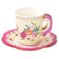 Talking Tables Vintage Paper Teacups and Saucers Set - 12 pack