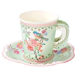 Talking Tables Vintage Paper Teacups and Saucers Set - 12 pack
