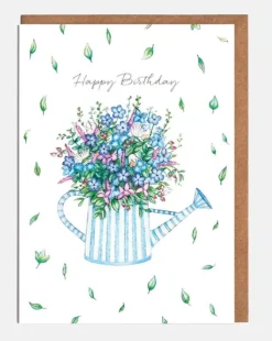 Lottie Murphy Watering Can Floral  Birthday Card