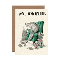 Bewilderbeest Well-Read Herring Greetings Card