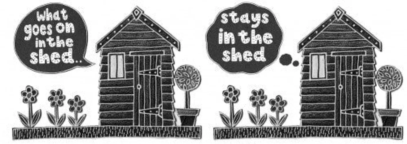 Moorland Pottery What Goes on in the Shed Mug by