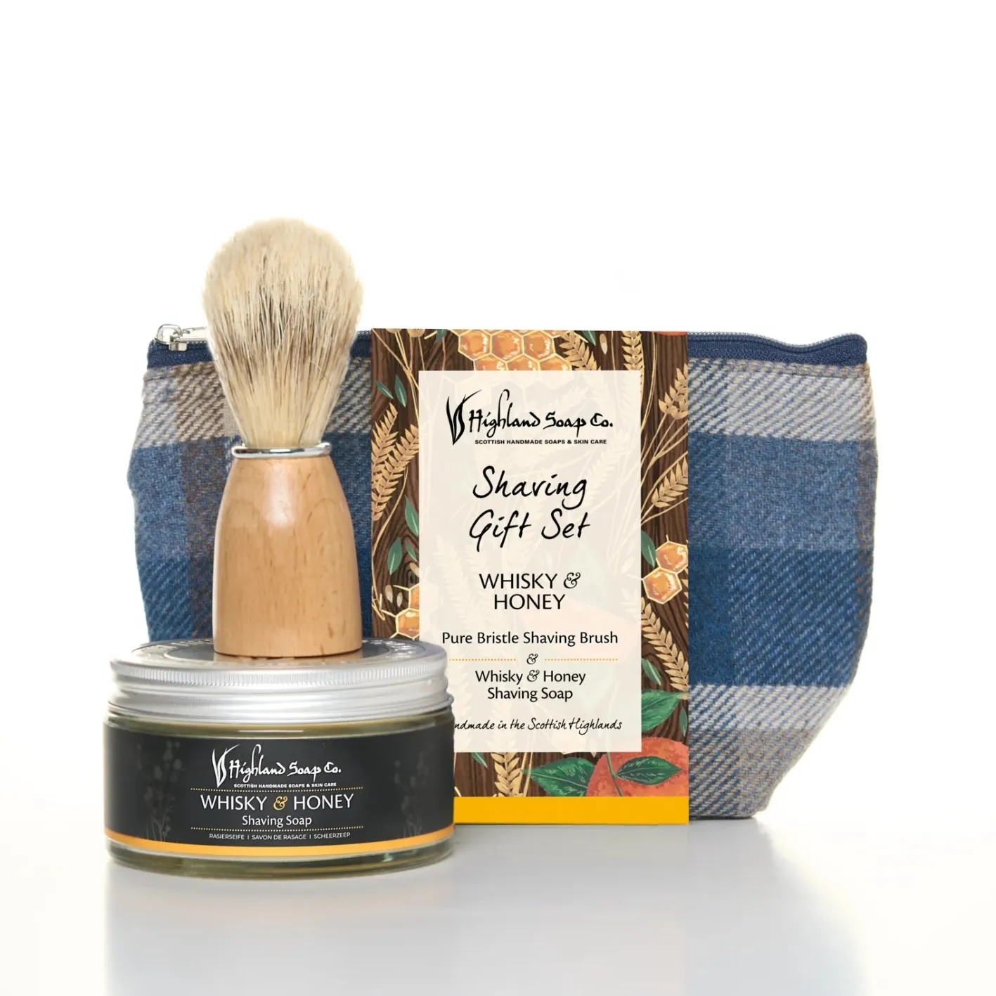 The Highland Soap Company Whisky & Honey Wash Bag & Shaving Kit