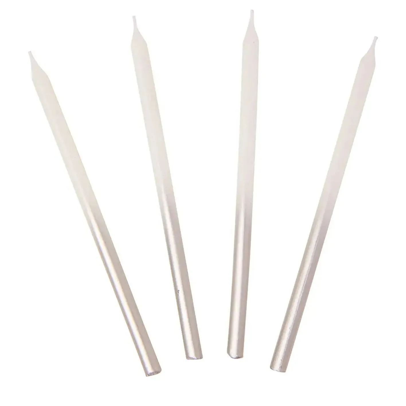 Talking Tables White and Silver Birthday Candles - 16 pack