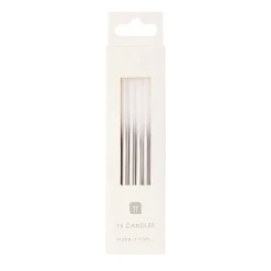Talking Tables White and Silver Birthday Candles - 16 pack